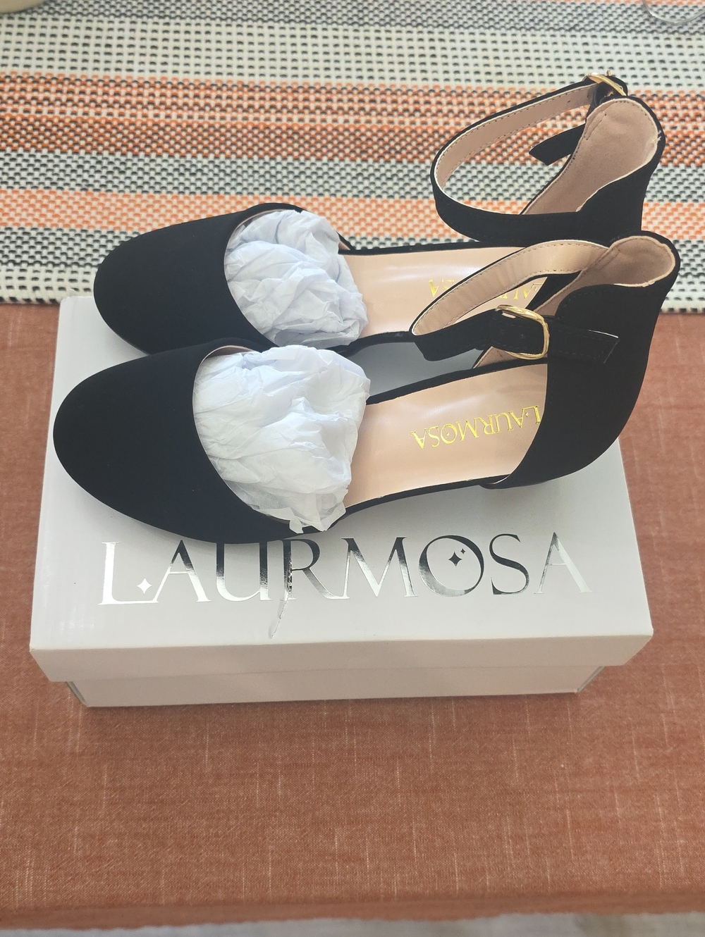 Laurmosa Black Ankle-Strap Heels for Women